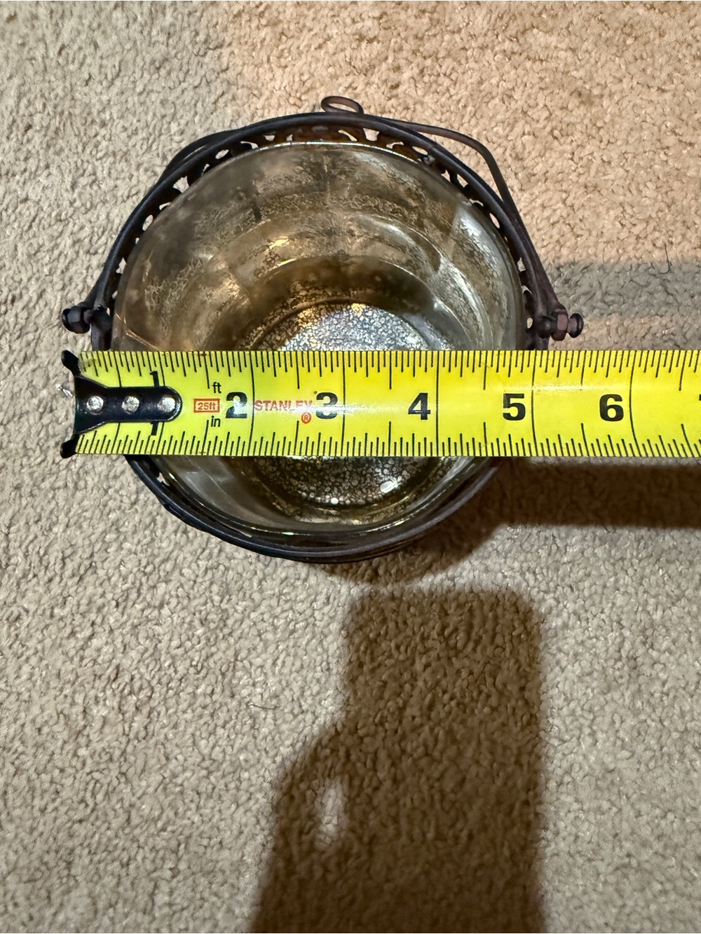 Ornate Metal and Glass Candle Holder - Brown - Picture 3 of 6